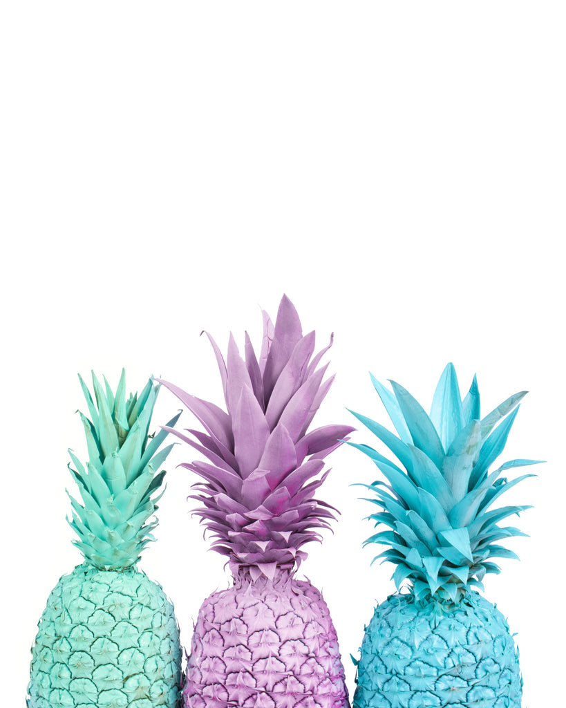 Bright abstract wall art. Colorful pineapples photography print