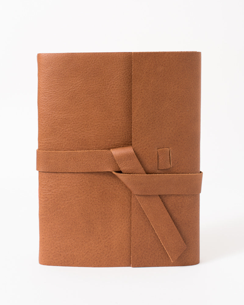 leather journal with leather strap rainbow stitch 