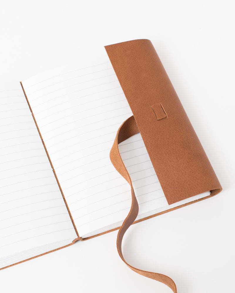 leather journal with leather strap rainbow stitch  lined paper