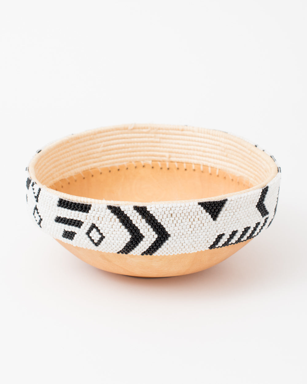 Geo Beaded Wooden Bowl