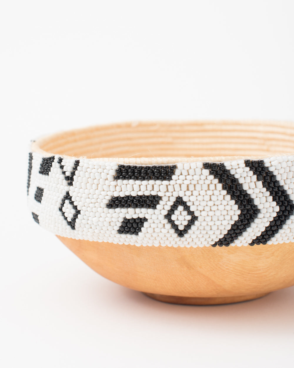 Geo Beaded Wooden Bowl