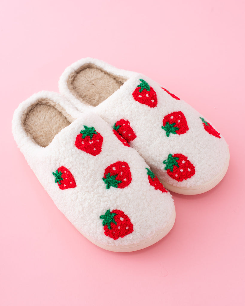 Fuzzy Strawberry Slippers