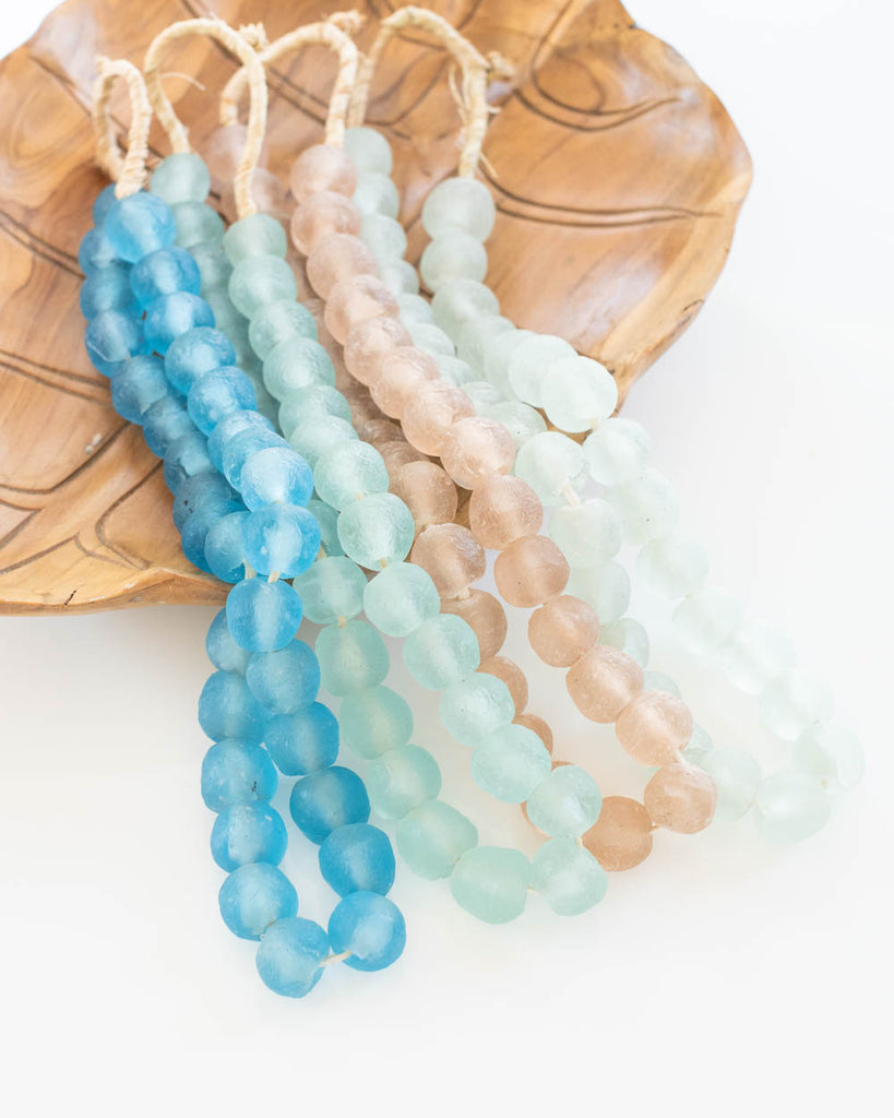 glass beads pastel green blue and blush mint