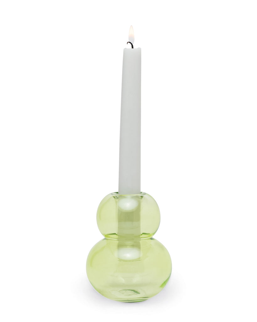 modern bubble glass taper candle holder pastel green