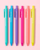 bright rainbow colored retractable pen set with funny sayings and quotes