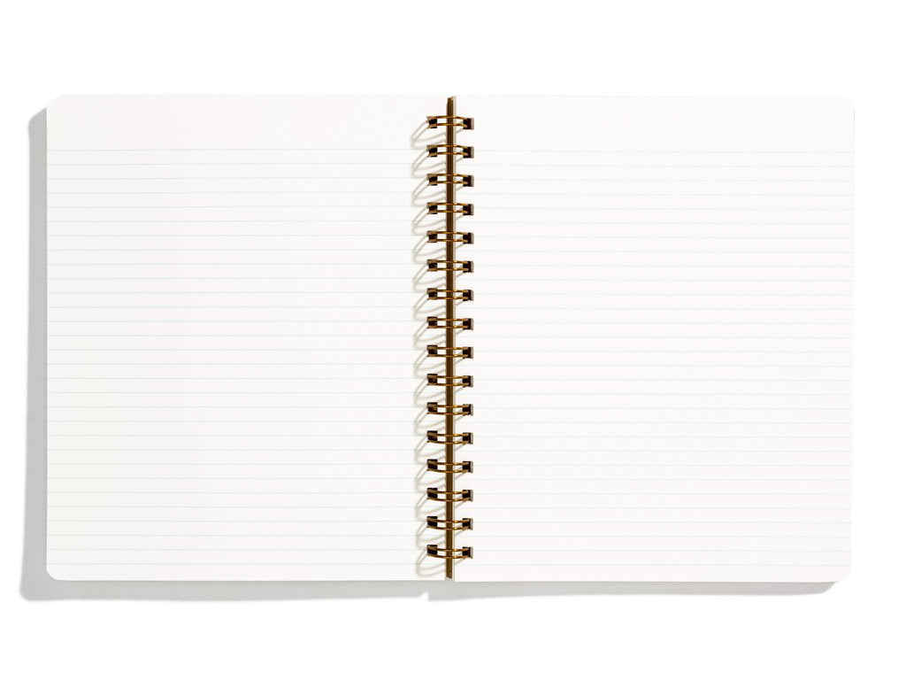 spiral bound lined notebook flat laying