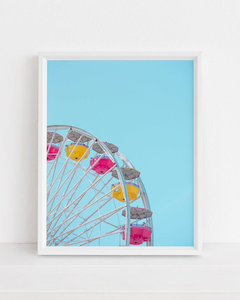 Fair ferris wheel bright colorful photography print for wall art