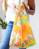 retro inspired groovy reusable market bag with vintage flower motif