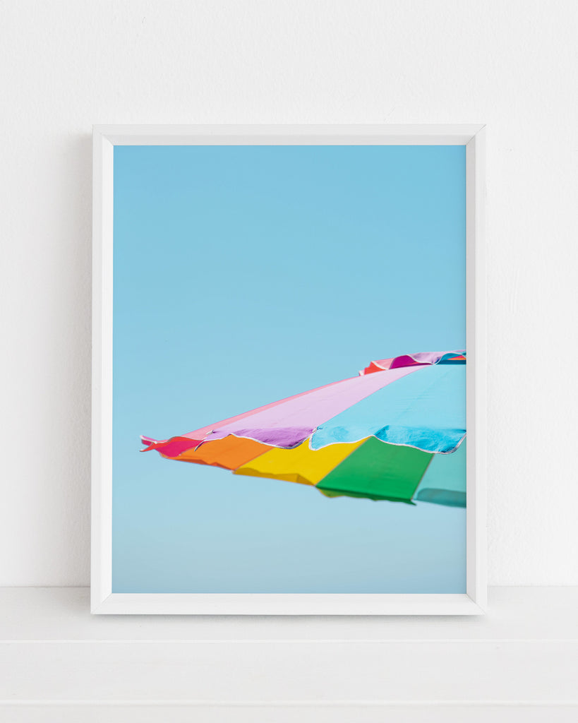 rainbow beach umbrella photography print