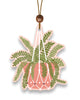 retro inspired hanging air freshener with hanging fern plant motif