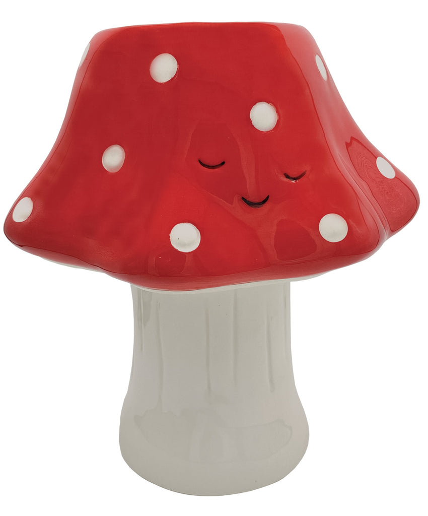 cute red and white merry mushroom planter smile 