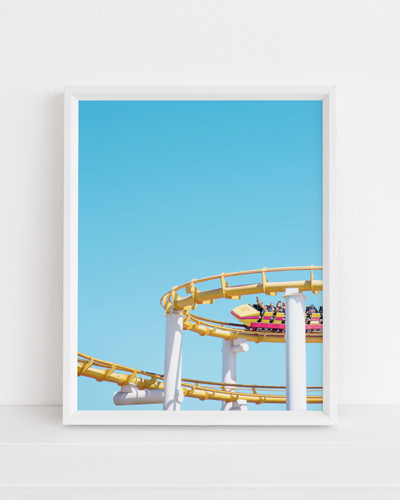 West coast amusement park roller coaster photography print. Wall art.
