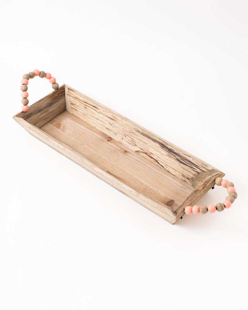 Wooden Tray with Pink Bead Handles – Kitsch & Color