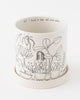 line drawn woman with plants design planter with drip tray 'all i need is love and clean water'