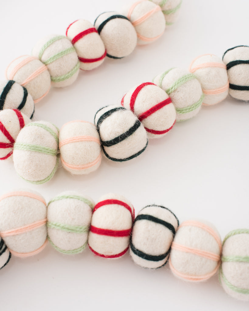 holiday felt garland rainbow stripe 