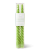 modern twisted taper candles pastel green set of two