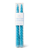 modern twisted taper candles pastel blue  set of two