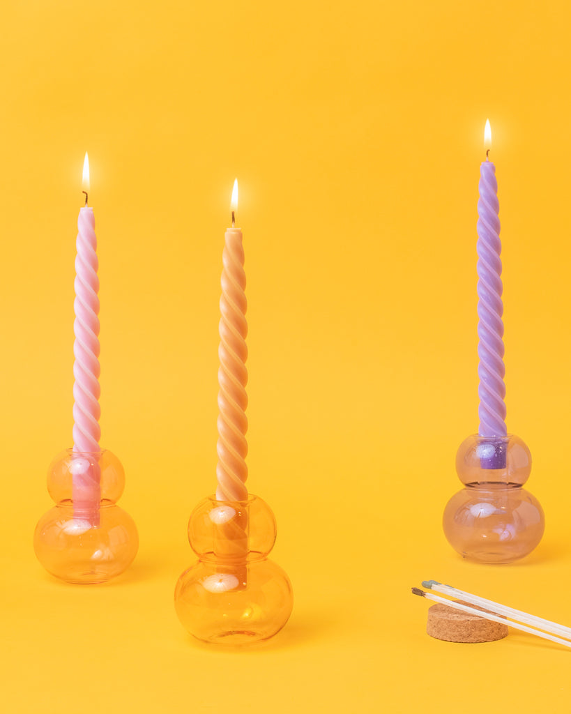 modern twisted taper candles pastel colors