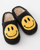black smiley face fuzzy house slippers 