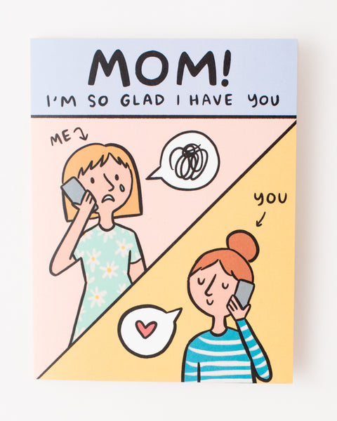 cute illustrated mother mom card i'm so glad i have you
