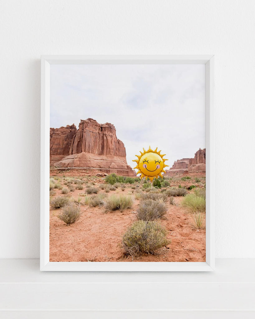sunshine balloon in desert photography print