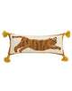 Handmade latch hook pillow with tiger design and tassels