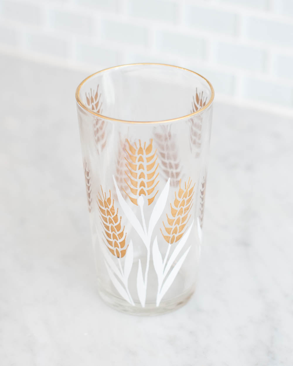 Vintage Wheat Glasses with Carrier