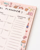 weekly meal planner with shopping list. cute colorful illustrations