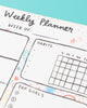 weekly self care planner bright modern shapes and colors 